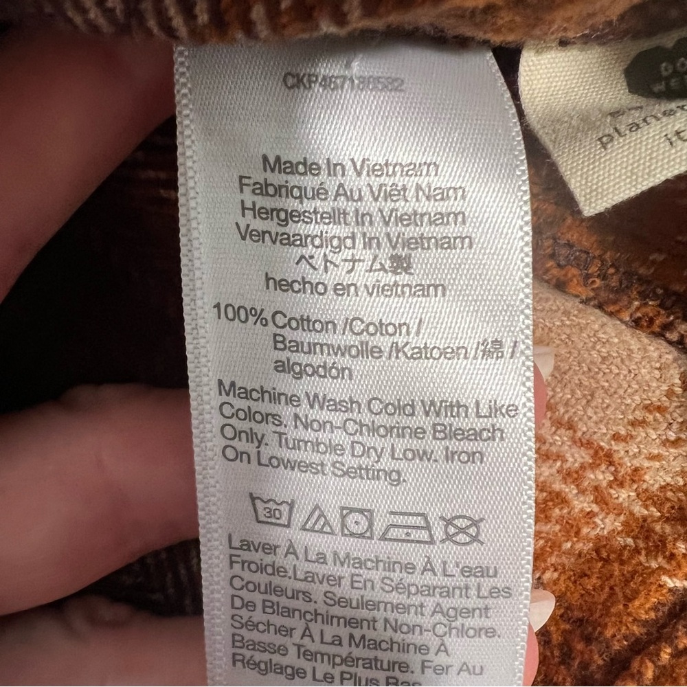Madewell Flannel Crop Shirt-Jacket in Plaid -Size Small -Orange, Brown - Picture 4 of 7